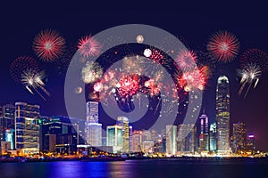 Fireworks in Hong Kong (China) during Chinese New Year\'s celebration