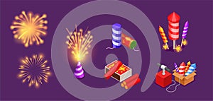 Fireworks isometric Set