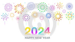 2024 Happy New Year fireworks celebration New Year's card vector white background material
