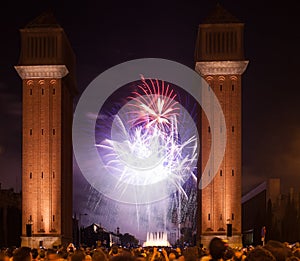 Fireworks of La Merce Festival in night