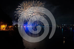 Fireworks on Lake Garda, in Riva del Garda Italy.