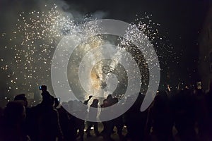 Fireworks launched from a model horse at the Cavallo di fuoco Ripatransone Italy