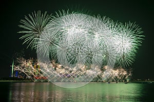 Fireworks lighting up the sky as part of 50th Golden Jubilee UAE National Day celebrations in Abu Dhabi