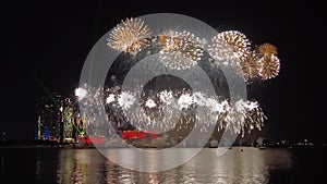 Fireworks lighting up the sky as part of 50th Golden Jubilee UAE National Day celebrations in Abu Dhabi