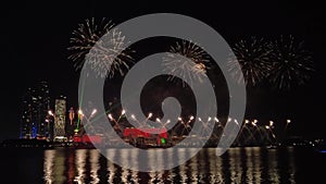 Fireworks lighting up the sky as part of 50th Golden Jubilee UAE National Day celebrations in Abu Dhabi