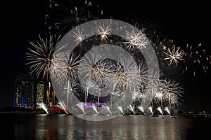 Fireworks lighting up the sky as part of 50th Golden Jubilee UAE National Day celebrations in Abu Dhabi