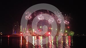 Fireworks lighting up the sky as part of 50th Golden Jubilee UAE National Day celebrations in Abu Dhabi