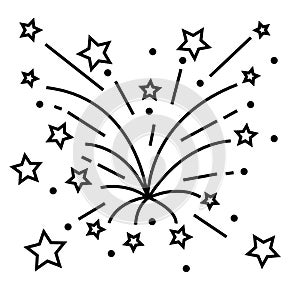 Fireworks line icon, outline vector sign, linear pictogram isolated on white. logo illustration
