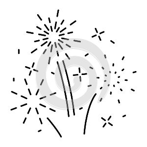 Fireworks line icon, outline vector sign, linear pictogram isolated on white. logo illustration. New year, christmas and