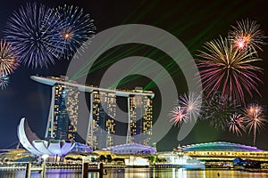 Fireworks at Marina Bay Sands Singapore photo