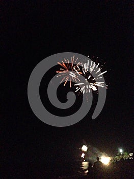 Fireworks near the beach nye photo