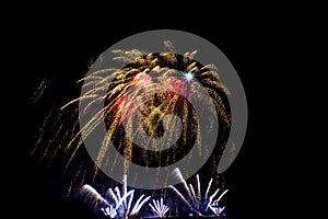 fireworks new year celebrate - beautiful colorful firework isol