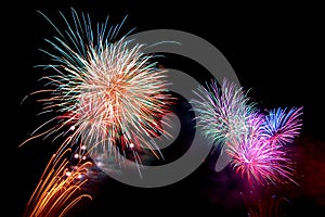 fireworks new year celebrate - beautiful colorful firework isol