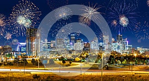 Fireworks During New Years Eve in Denver City, USA