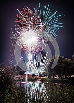 Fireworks at night in new year