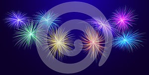 Fireworks in night sky abstract festive background