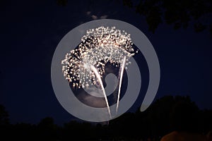 fireworks in the nightsky or late evening blue hour