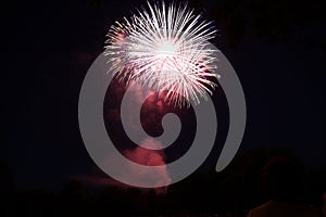 fireworks in the nightsky or late evening blue hour