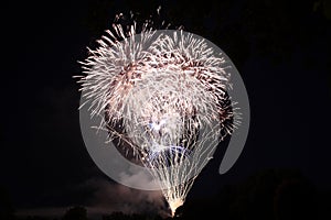 fireworks in the nightsky or late evening blue hour