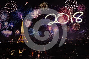 Fireworks and numbers 2018 at the Paris