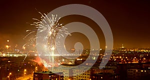 Fireworks over Bialystok city