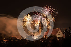 Beautiful colored Fireworks over Mindelheim photo