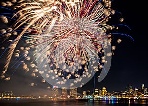 Fireworks over Delaware river