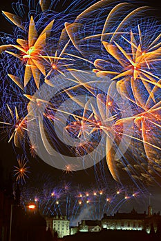 Fireworks over Edinburgh Castle, Scotland, Europe