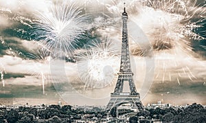 fireworks over Eiffel tower New Year destination