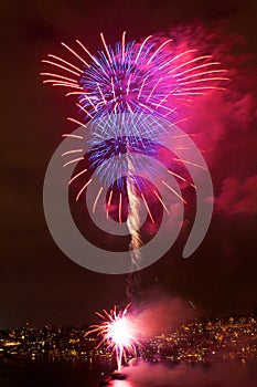 Fireworks over Lake Union in Seattle