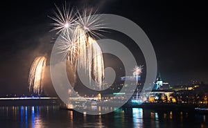 Fireworks over the River in the City