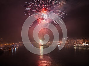 Fireworks over the River in the City