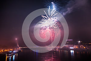 Fireworks over the River in the City