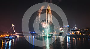 Fireworks over the River in the City