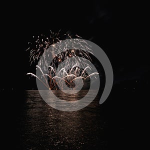 Fireworks over the river.