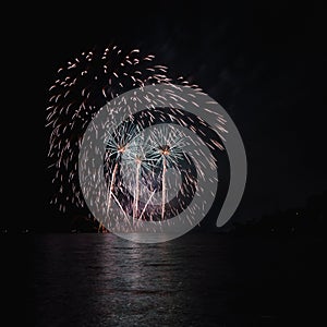 Fireworks over the river.