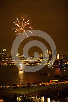 Fireworks over River Thames. Conceptual image