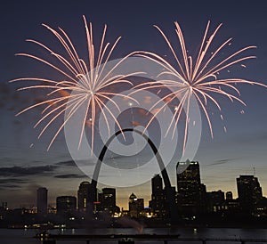Fireworks Over St. Louis Skyline