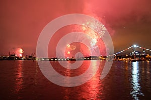 Fireworks Over Water San Diego, California Midway