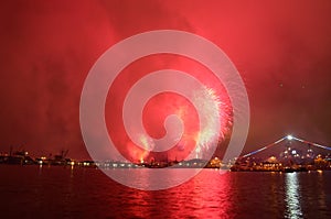 Fireworks Over Water San Diego, California Midway