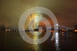 Fireworks Over Water San Diego, California Midway