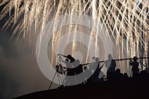 Fireworks and people silhouette