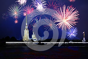 Fireworks in Peter Paul fortress, Saint Petersburg