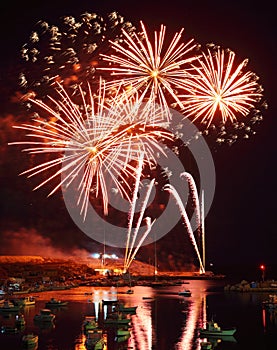 Fireworks in port of Lampedusa