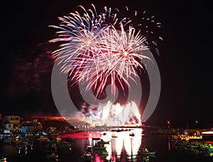 Fireworks in port of Lampedusa