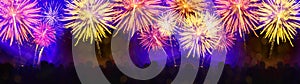 Fireworks pyrotechnics celebration party event festival holiday or New Year background banner panorama - Colorful firework and