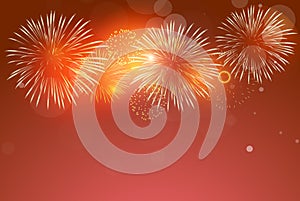 Fireworks on red background to celebrate on chinese new year