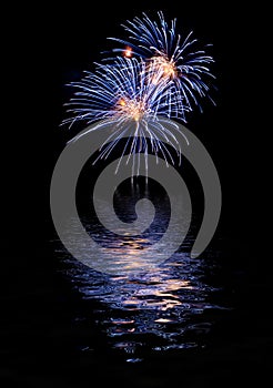 Fireworks reflecting on water