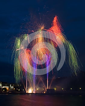 Fireworks with reflections