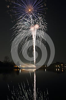 Fireworks on river